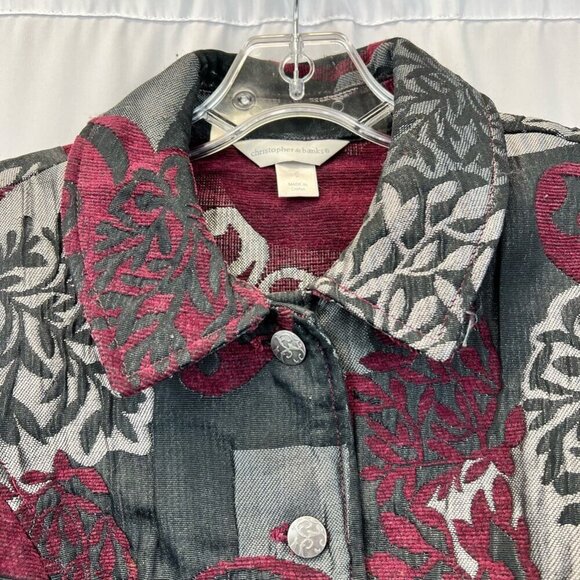 Christopher & Banks Womens Vest Multicolor Floral Waist Length Buttons Collar S - Picture 3 of 11